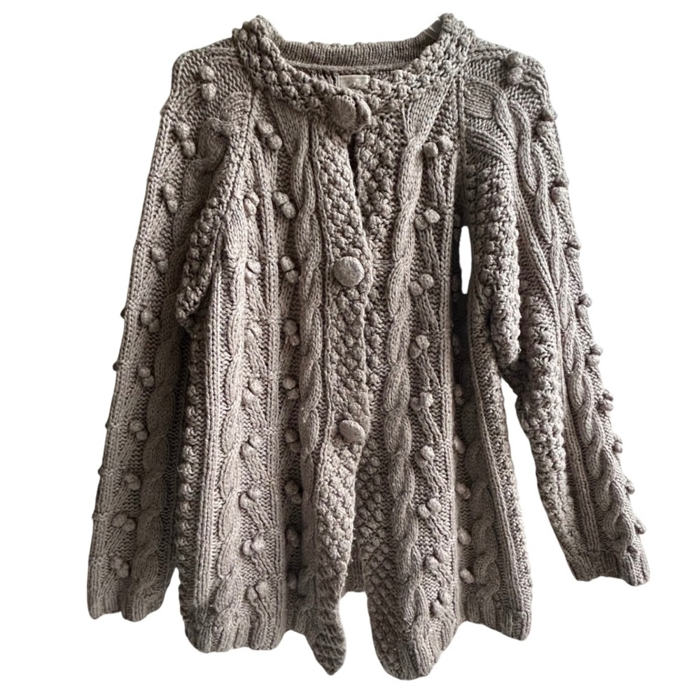 ALPS Acrylic & Lambswool Cable Cardigan Sweater Sz M